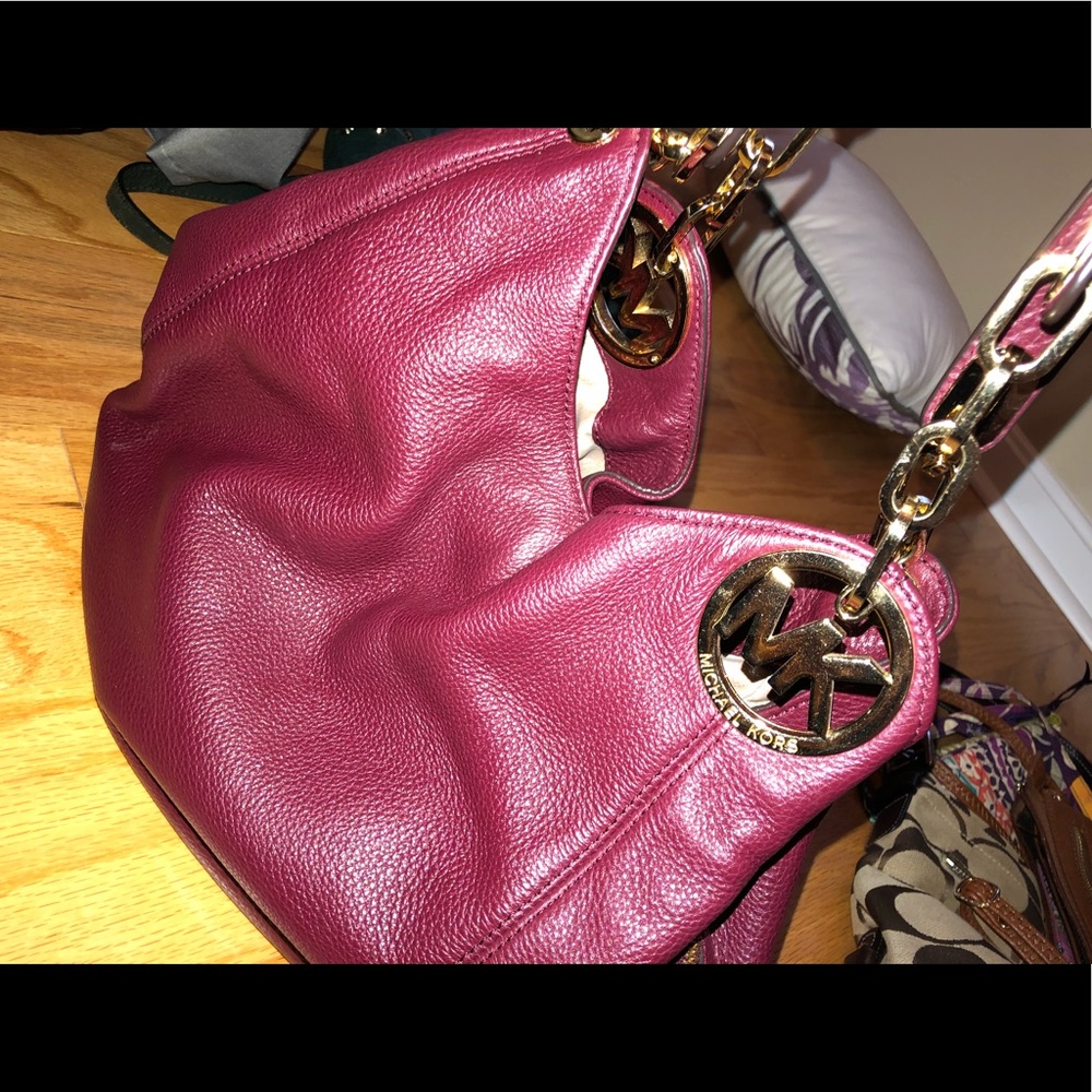 Maroon Leather MK purse